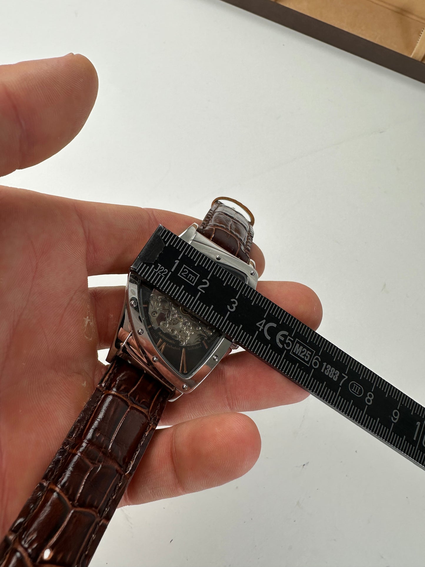 Vintage Cogu Leather Strap Bracelet Watch Brown Silver