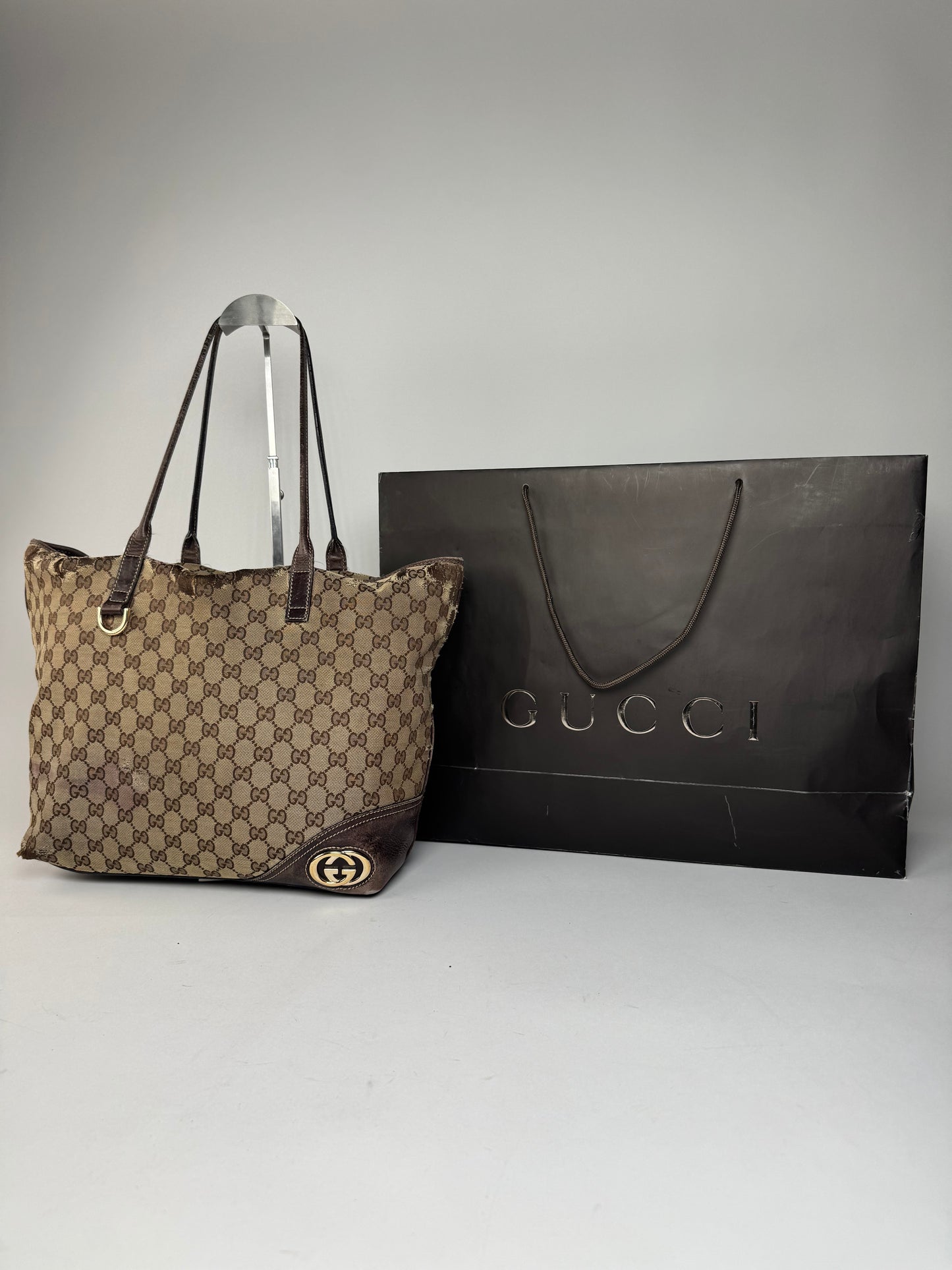 Vintage Gucci Monogram Tote Bag beige Brown