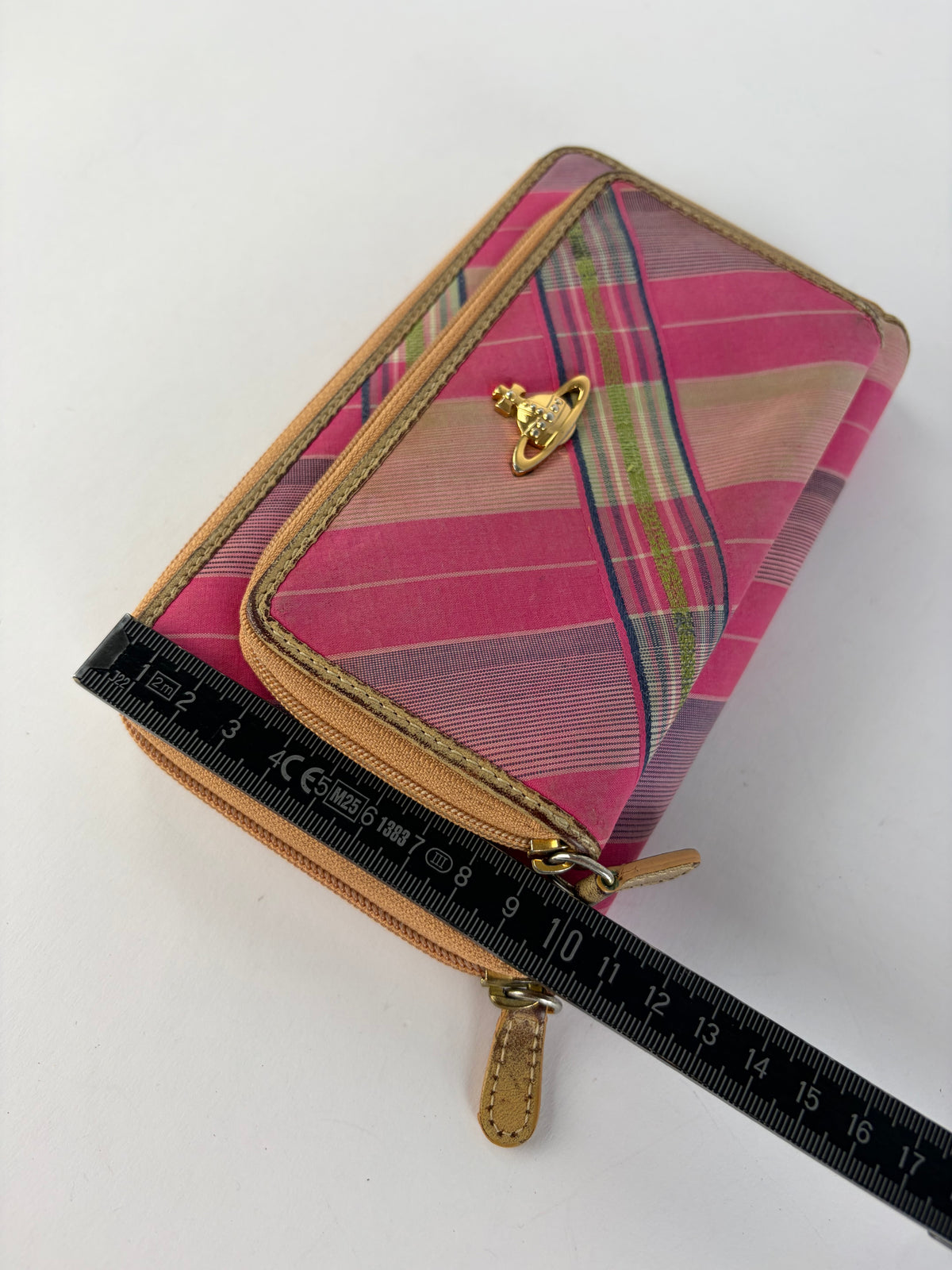 Vintage Vivienne Westwood Classic Orb Tartan Bifold Wallet c. Mid-2000s Pink