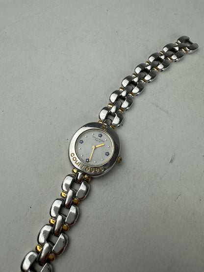 Vintage Courreges Gold Plated Steel Quartz Watch Silver Gold