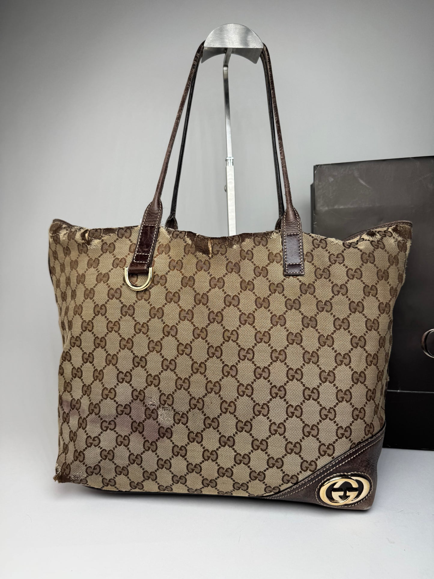 Vintage Gucci Monogram Tote Bag beige Brown
