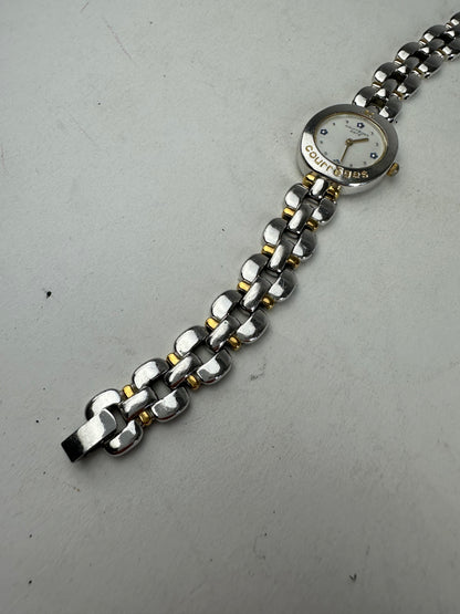 Vintage Courreges Gold Plated Steel Quartz Watch Silver Gold