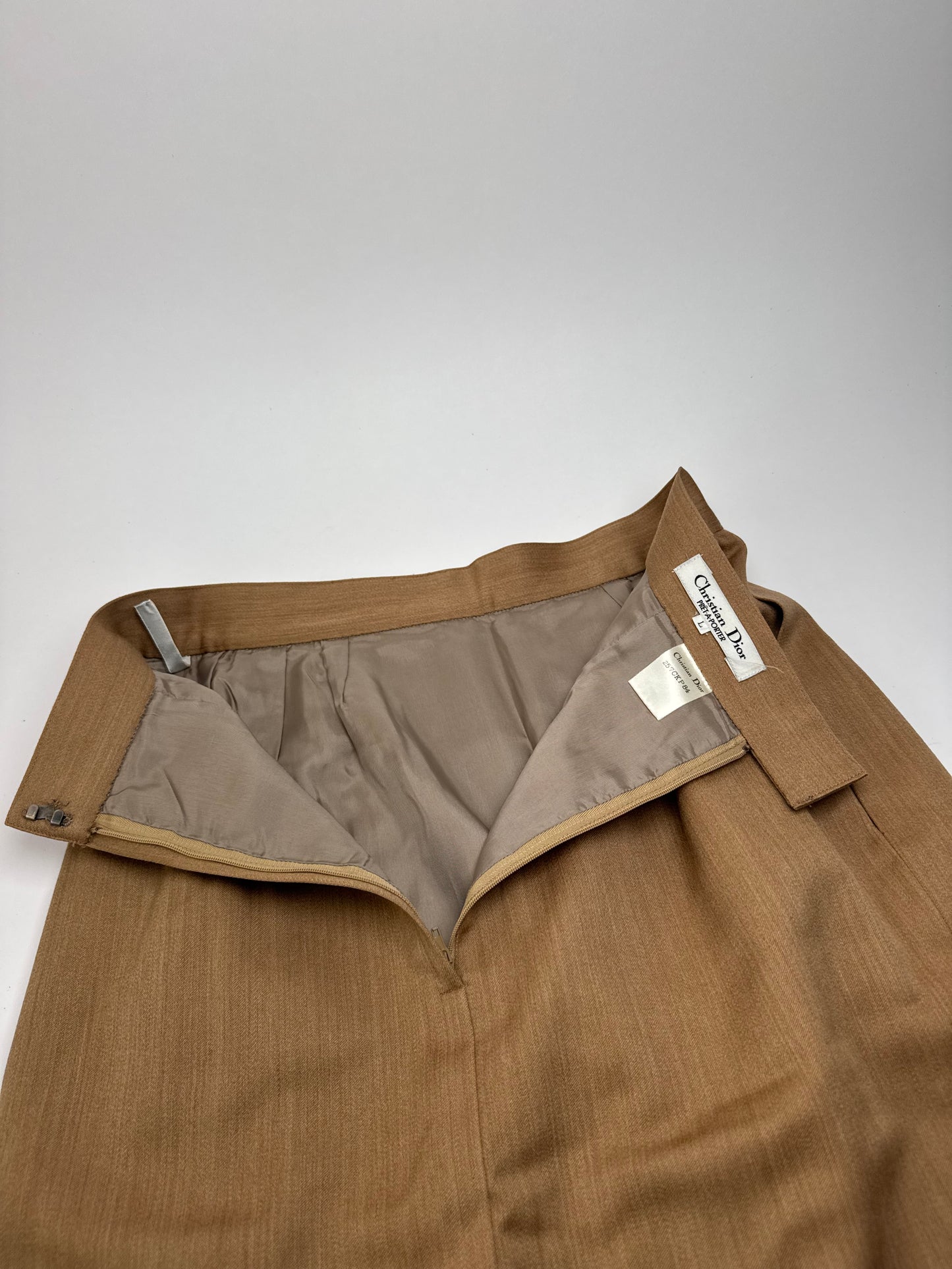 Vintage Dior Linen Skirt Brown L