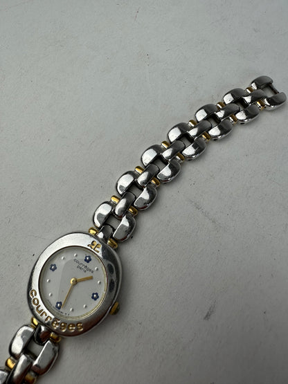Vintage Courreges Gold Plated Steel Quartz Watch Silver Gold