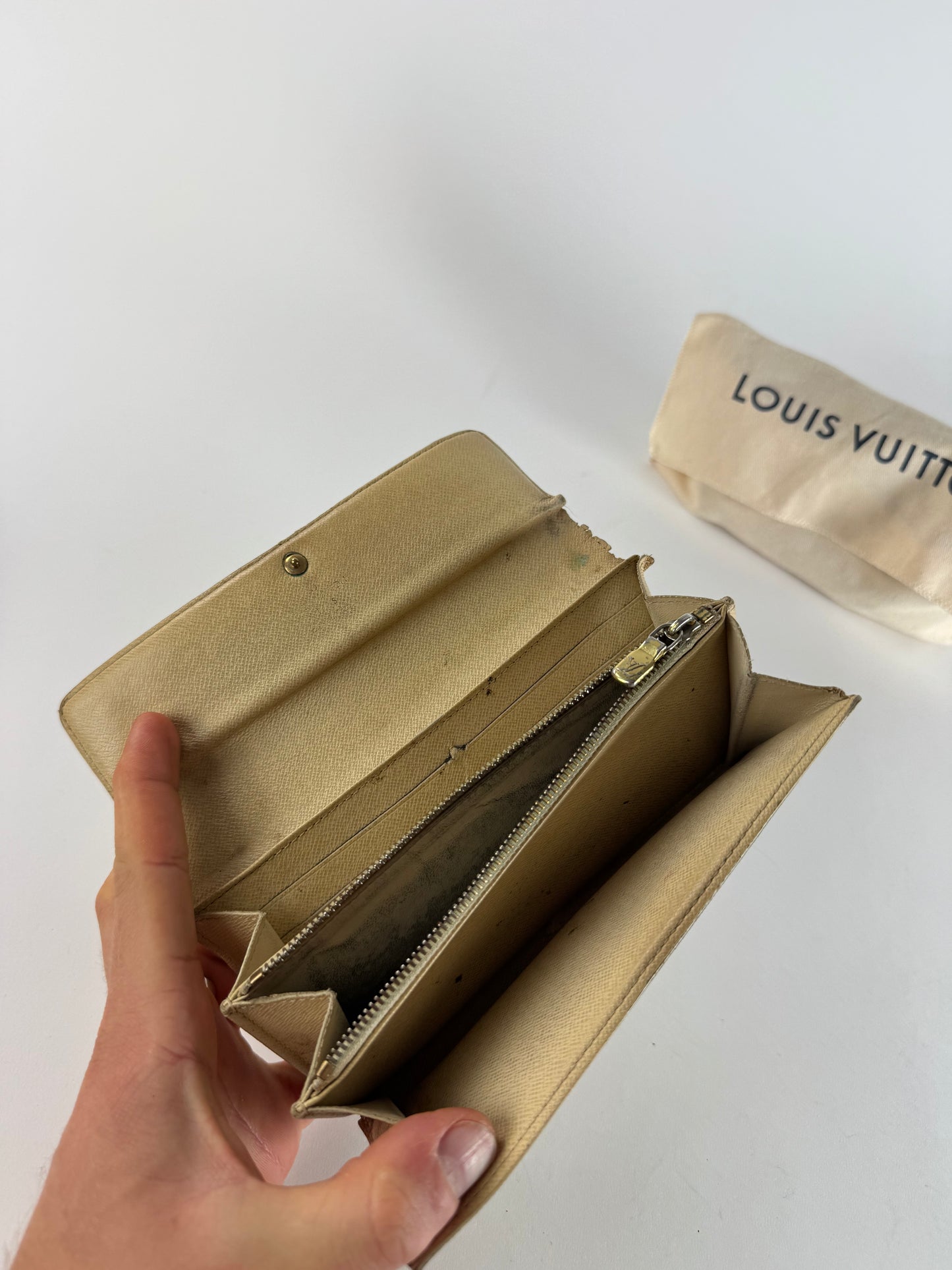 Vintage Louis Vuitton Damier Monogram Leather wallet white grey