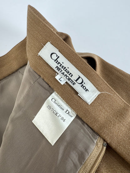 Vintage Dior Linen Skirt Brown L