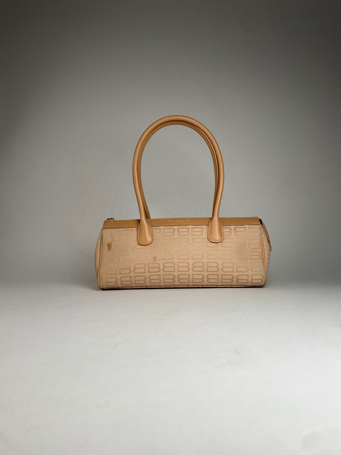 Vintage Balenciaga Monogram Handbag Beige Brown