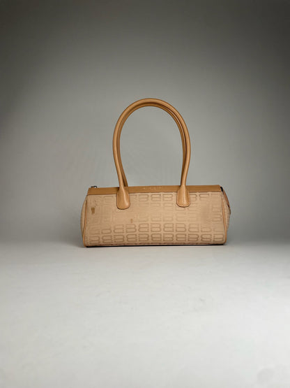 Vintage Balenciaga Monogram Handbag Beige Brown