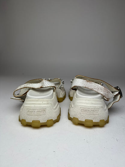 Vintage Miu Miu Leather Sandals / Sneaker White 37