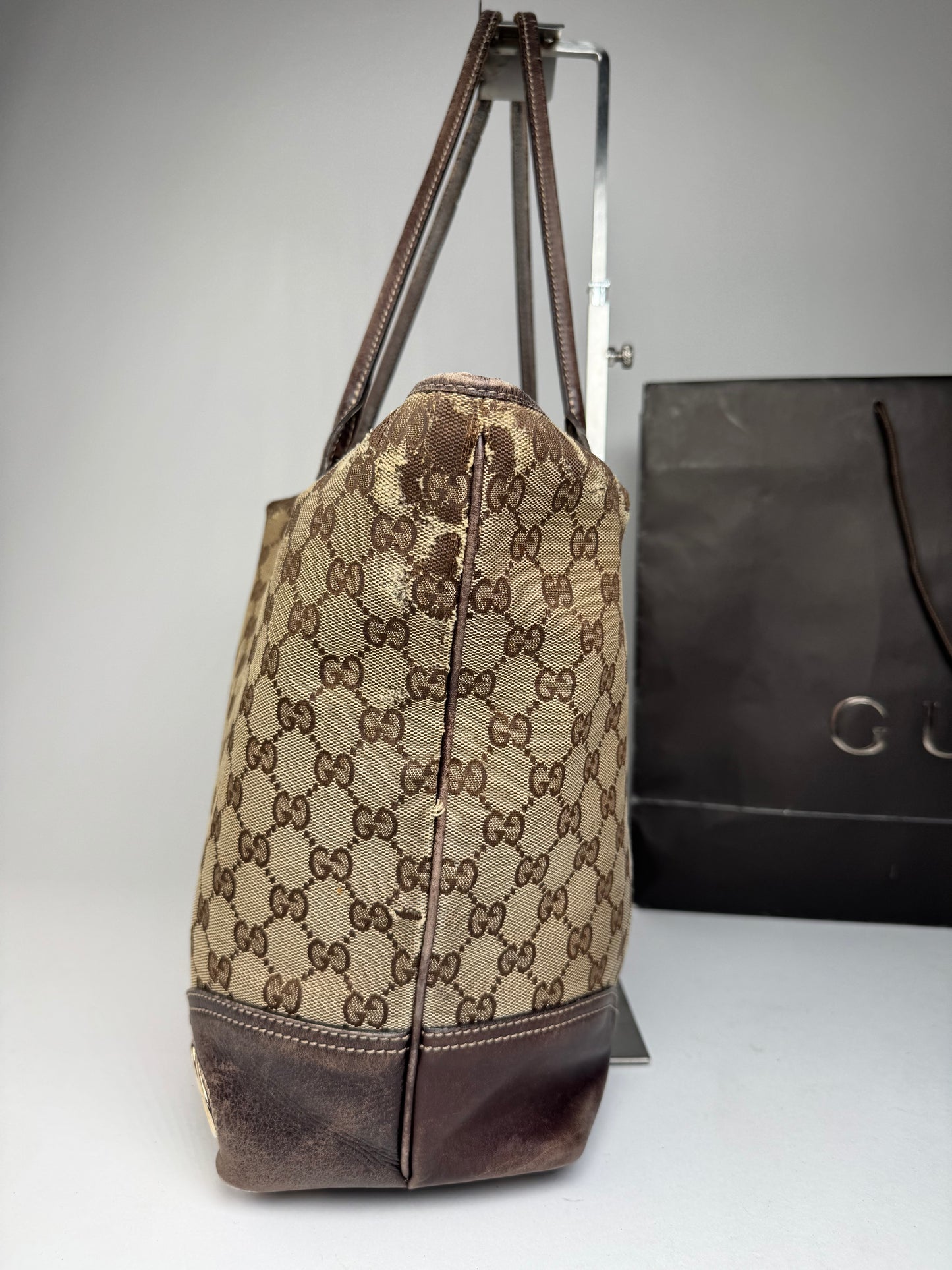 Vintage Gucci Monogram Tote Bag beige Brown