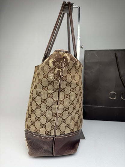 Vintage Gucci Monogram Tote Bag beige Brown