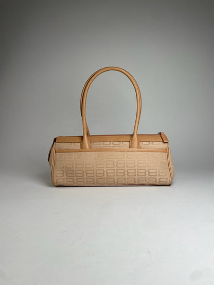 Vintage Balenciaga Monogram Handbag Beige Brown