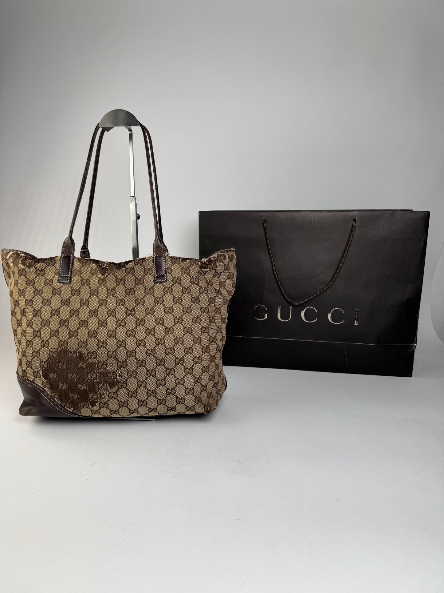 Vintage Gucci Monogram Tote Bag beige Brown