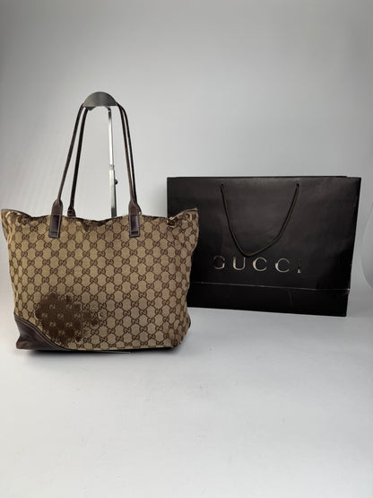 Vintage Gucci Monogram Tote Bag beige Brown