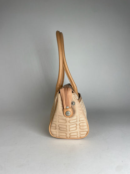 Vintage Balenciaga Monogram Handbag Beige Brown