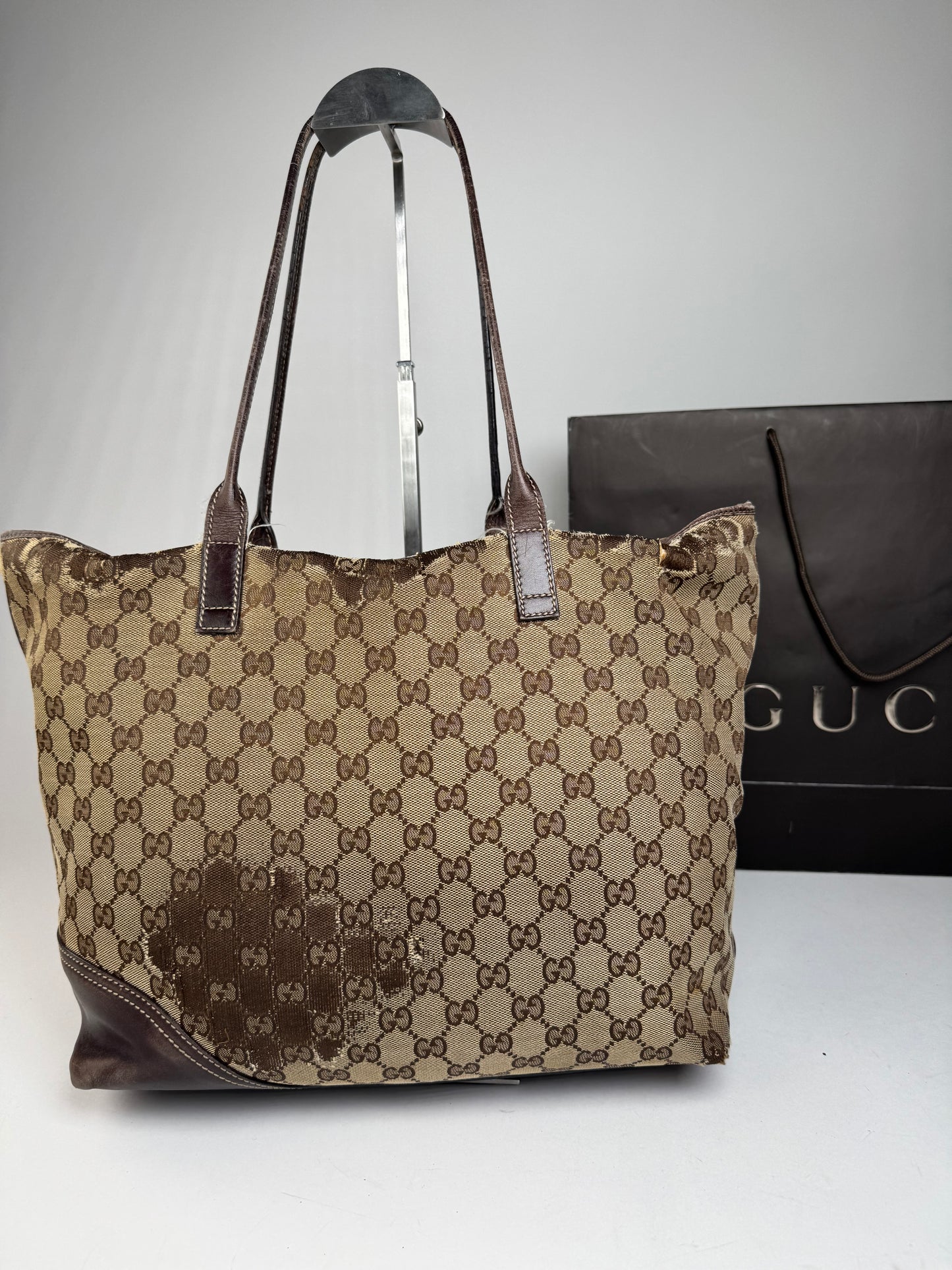 Vintage Gucci Monogram Tote Bag beige Brown