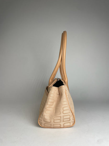 Vintage Balenciaga Monogram Handbag Beige Brown