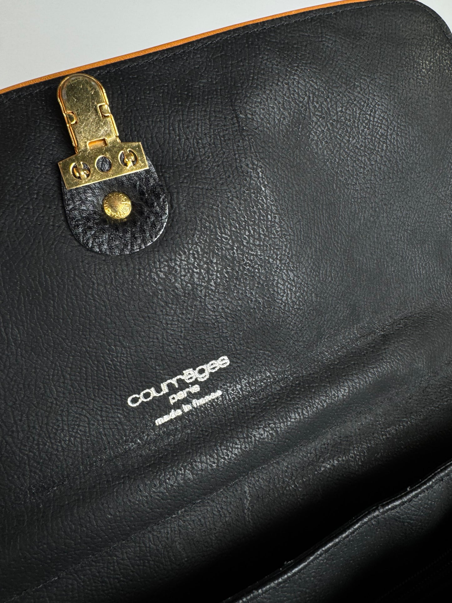 Vintage Courreges 2Way Leather Bag Black Brown