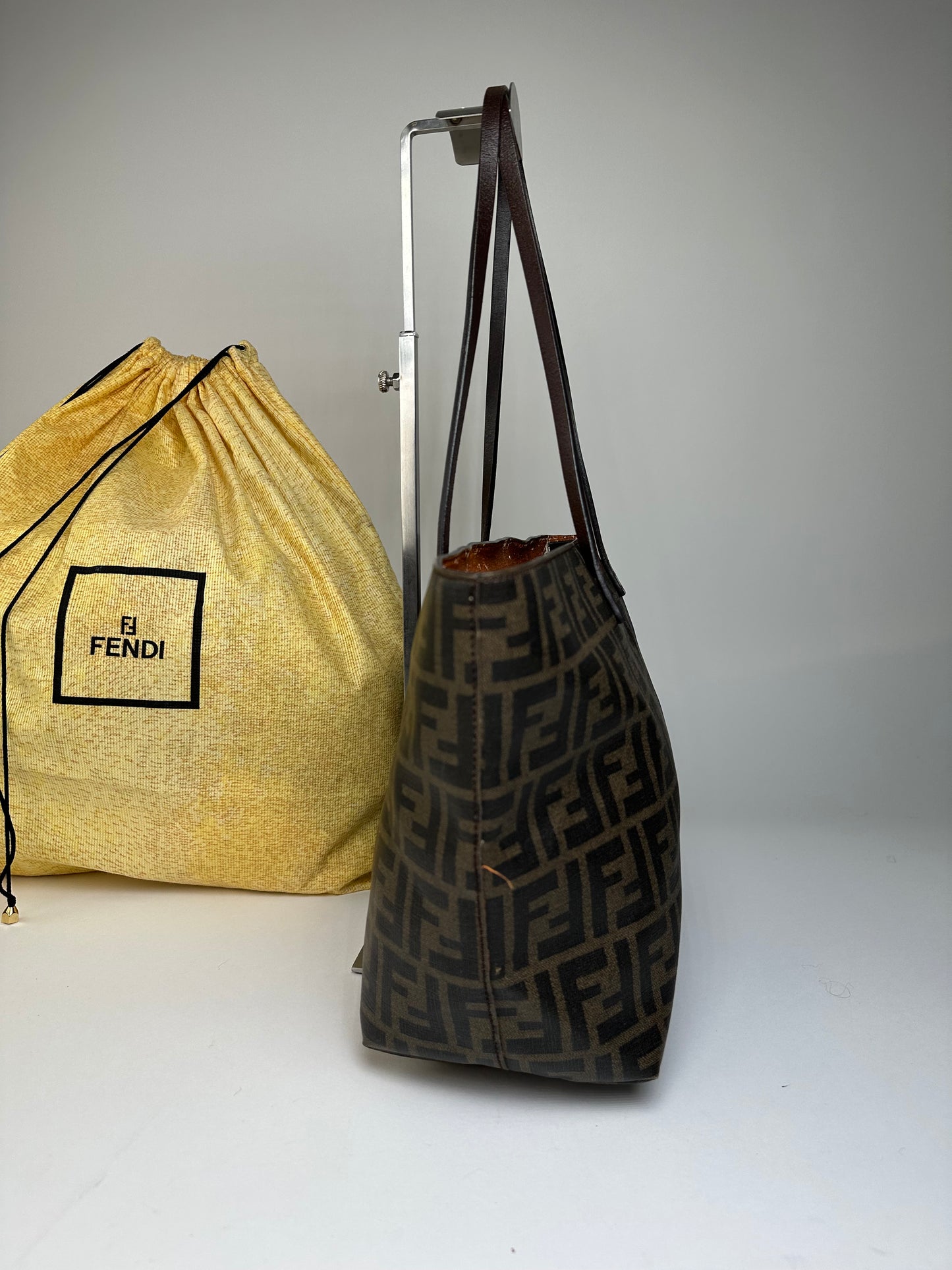 Vintage Fendi FF Monogram Canvas Tote Brown Black