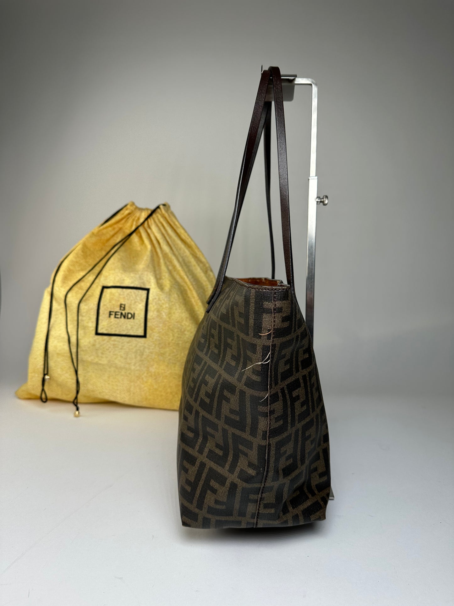 Vintage Fendi FF Monogram Canvas Tote Brown Black