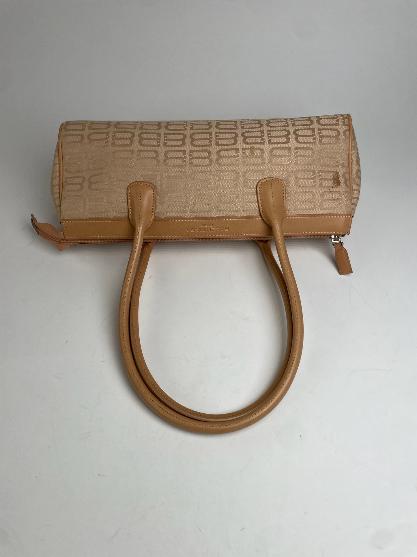 Vintage Balenciaga Monogram Handbag Beige Brown