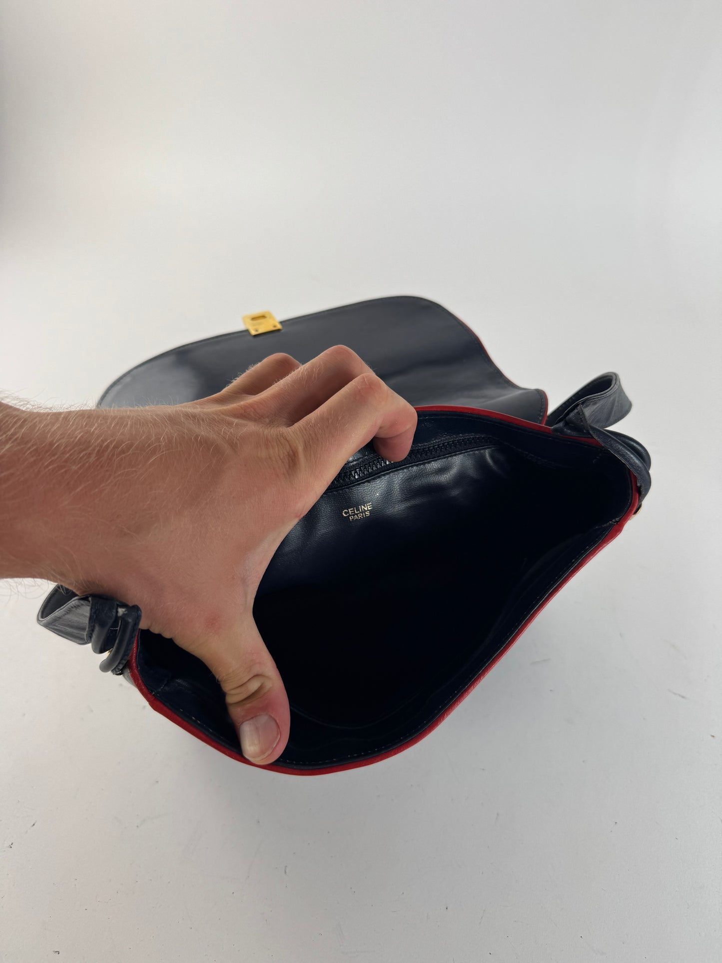 Sac Triomphe vintage Céline Paris bleu marine