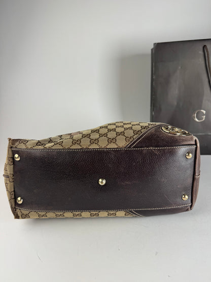 Vintage Gucci Monogram Tote Bag beige Brown