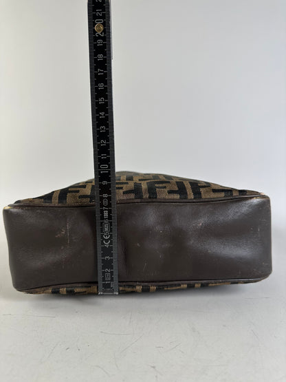 Vintage Fendi FF Monogram Canvas Shoulder Bag Brown Beige