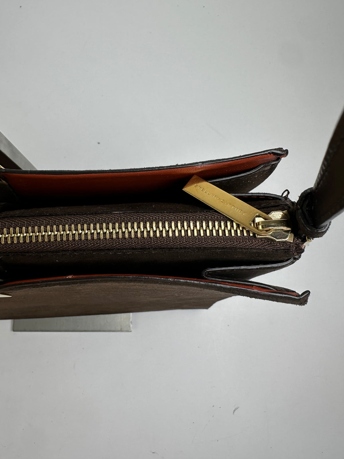 Vintage Stella McCartney Flap Crossbody Bag Dark Brown Gold