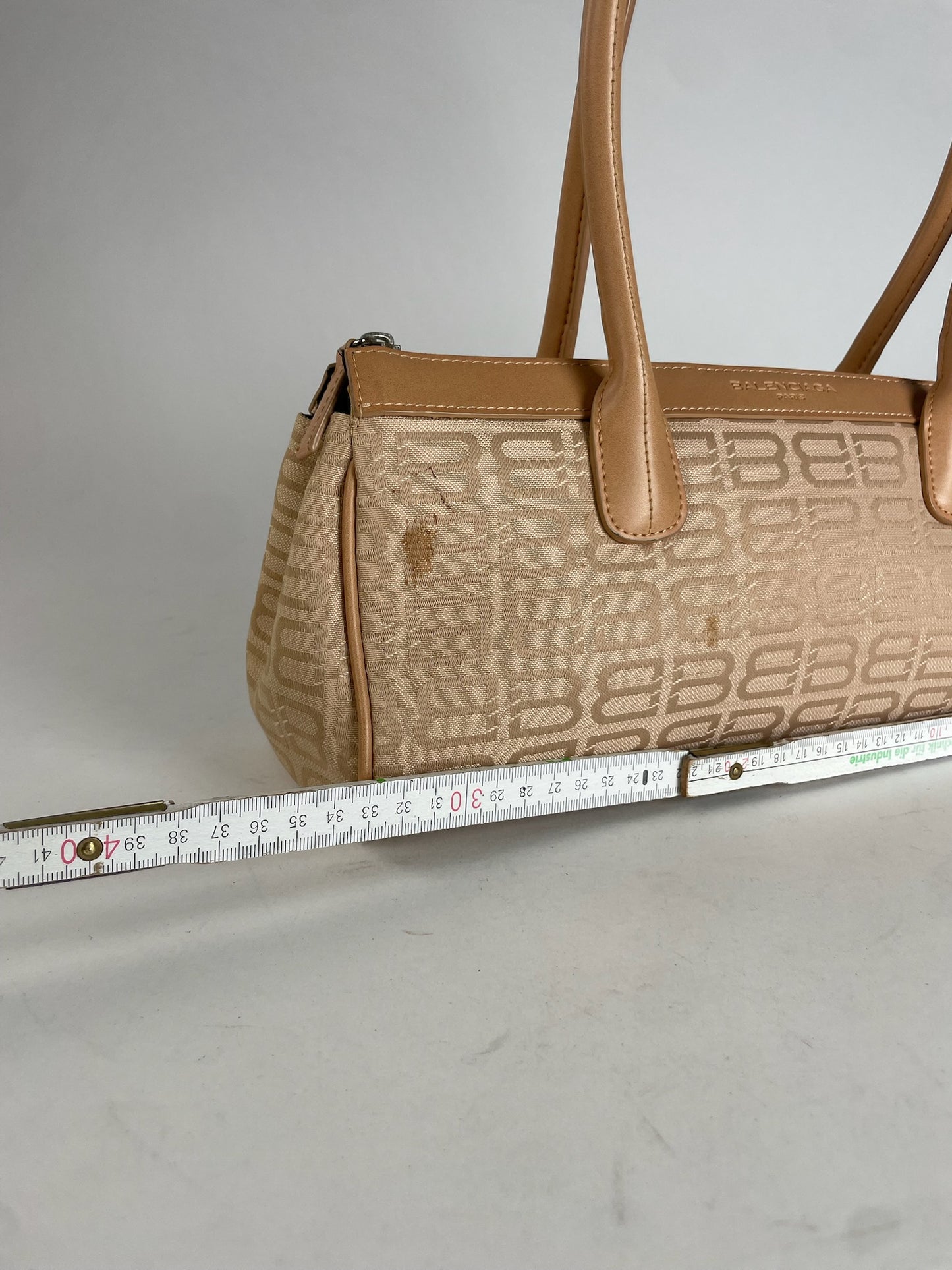 Vintage Balenciaga Monogram Handbag Beige Brown