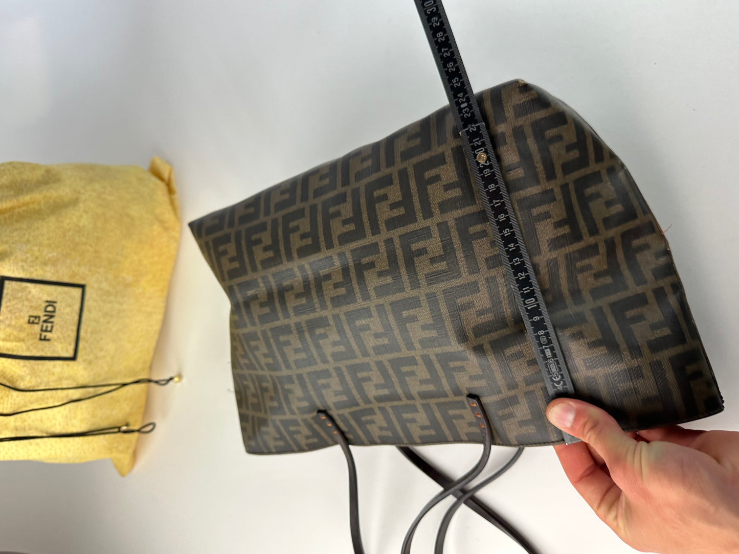 Vintage Fendi FF Monogram Canvas Tote Brown Black