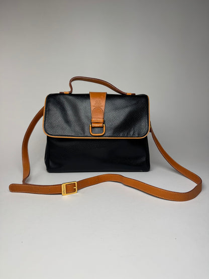 Vintage Courreges 2Way Leather Bag Black Brown