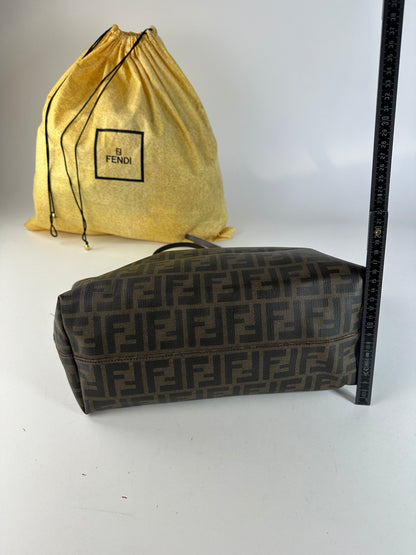 Vintage Fendi FF Monogram Canvas Tote Brown Black