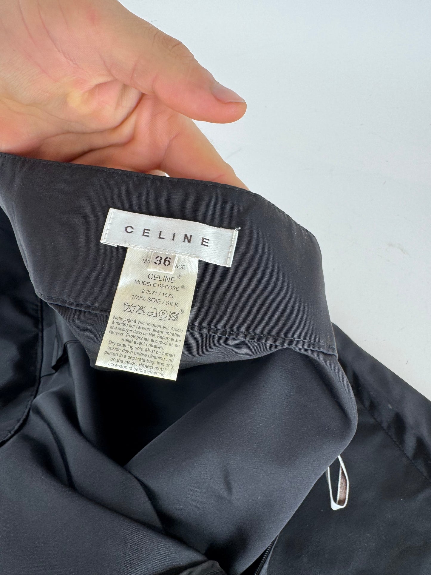 Vintage Celine Paris Silk Skirt black 36/S