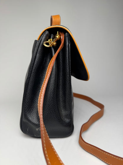 Vintage Courreges 2Way Leather Bag Black Brown