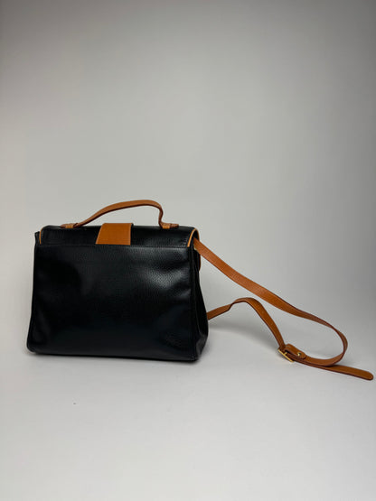 Vintage Courreges 2Way Leather Bag Black Brown