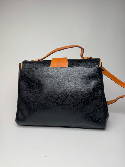 Vintage Courreges 2Way Leather Bag Black Brown