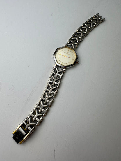 Vintage YSL Stainless Steel Bracelet Watch Silver Gold