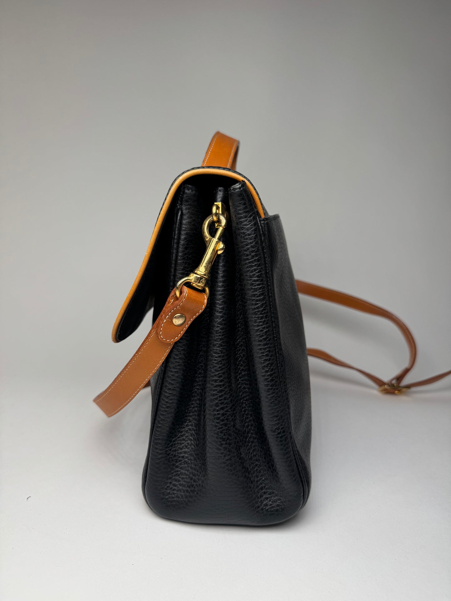 Vintage Courreges 2Way Leather Bag Black Brown