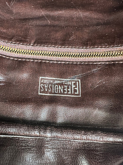 Vintage Fendi FF Monogram Canvas Shoulder Bag Brown Beige