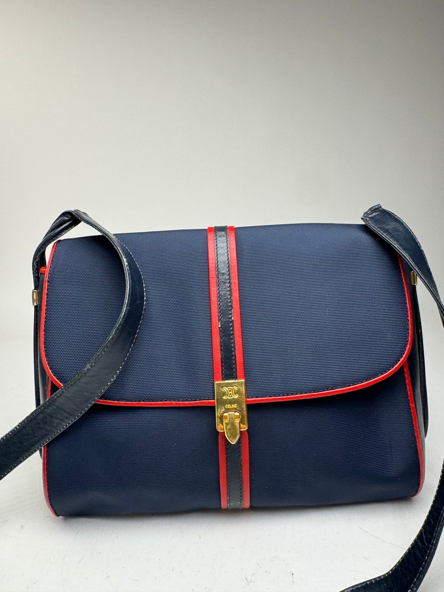Sac Triomphe vintage Céline Paris bleu marine