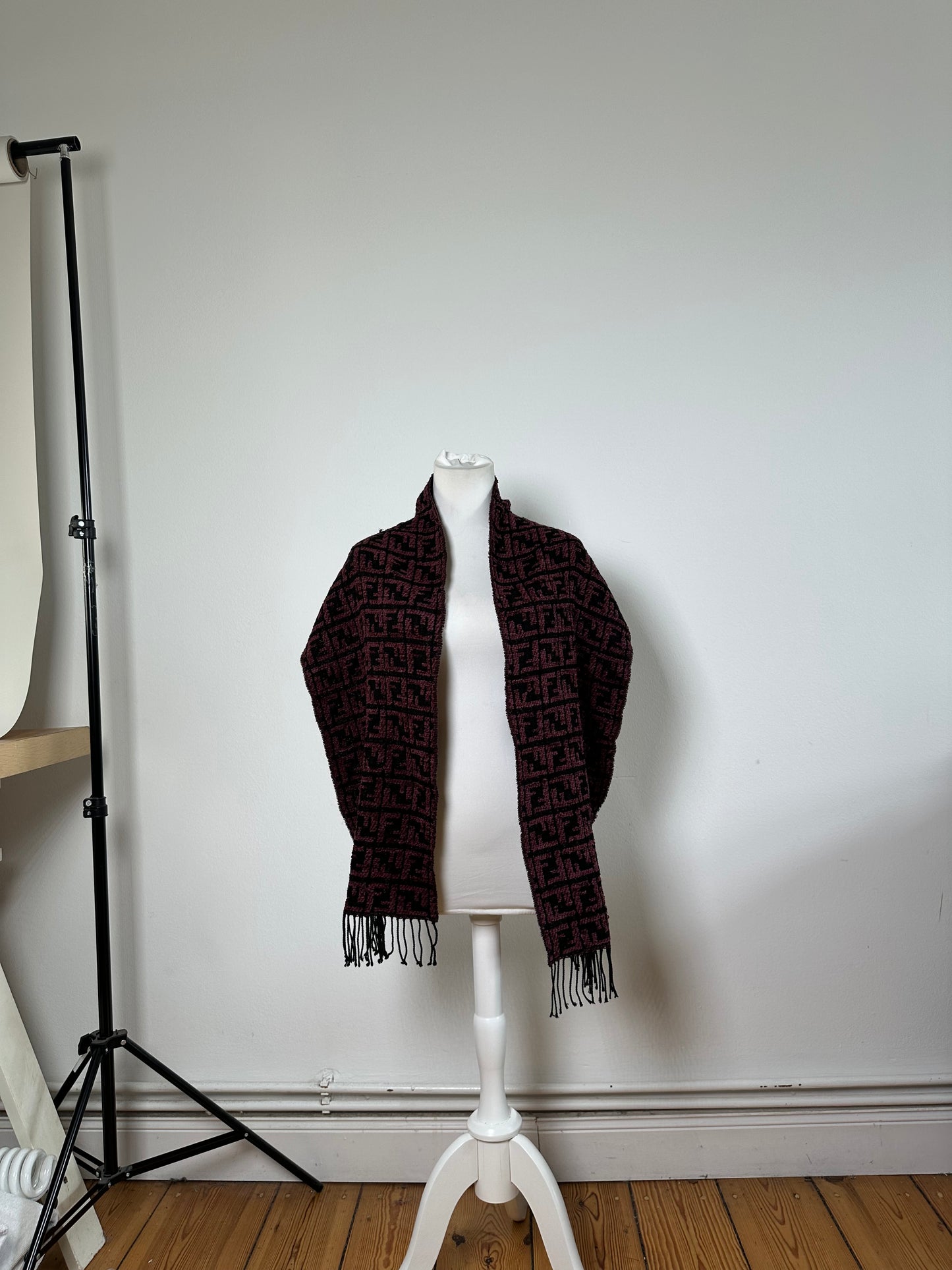 Vintage Fendi FF Monogram Shawl Black Pink
