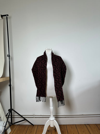 Vintage Fendi FF Monogram Shawl Black Pink