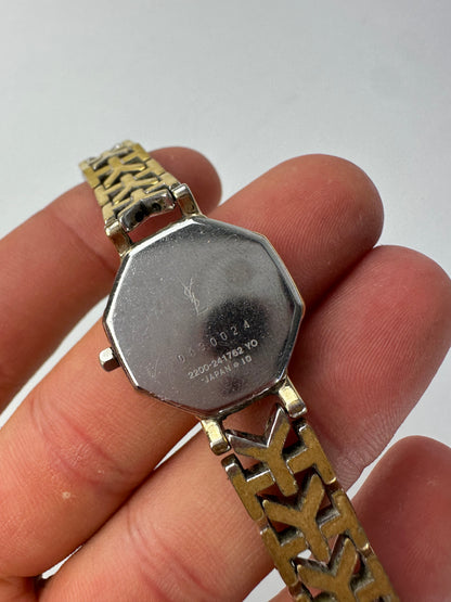 Vintage YSL Stainless Steel Bracelet Watch Silver Gold