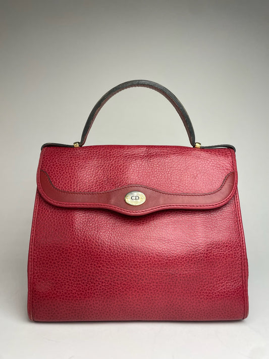Vintage Dior Leather Handbag Red
