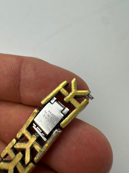 Vintage YSL Stainless Steel Bracelet Watch Silver Gold