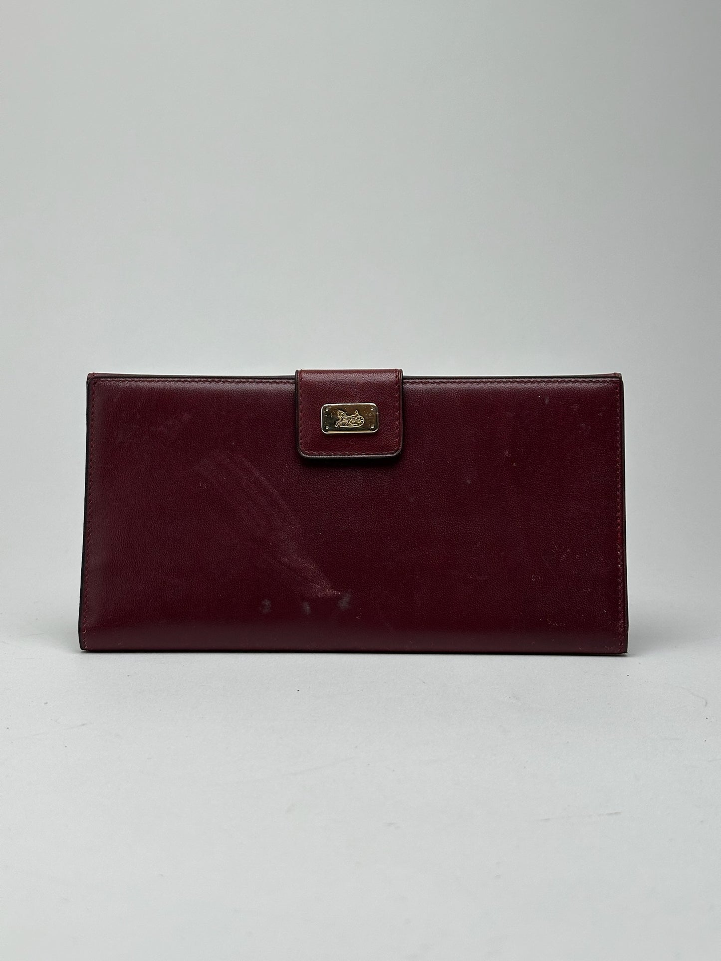 Portefeuille vintage en cuir Céline Paris bordeaux