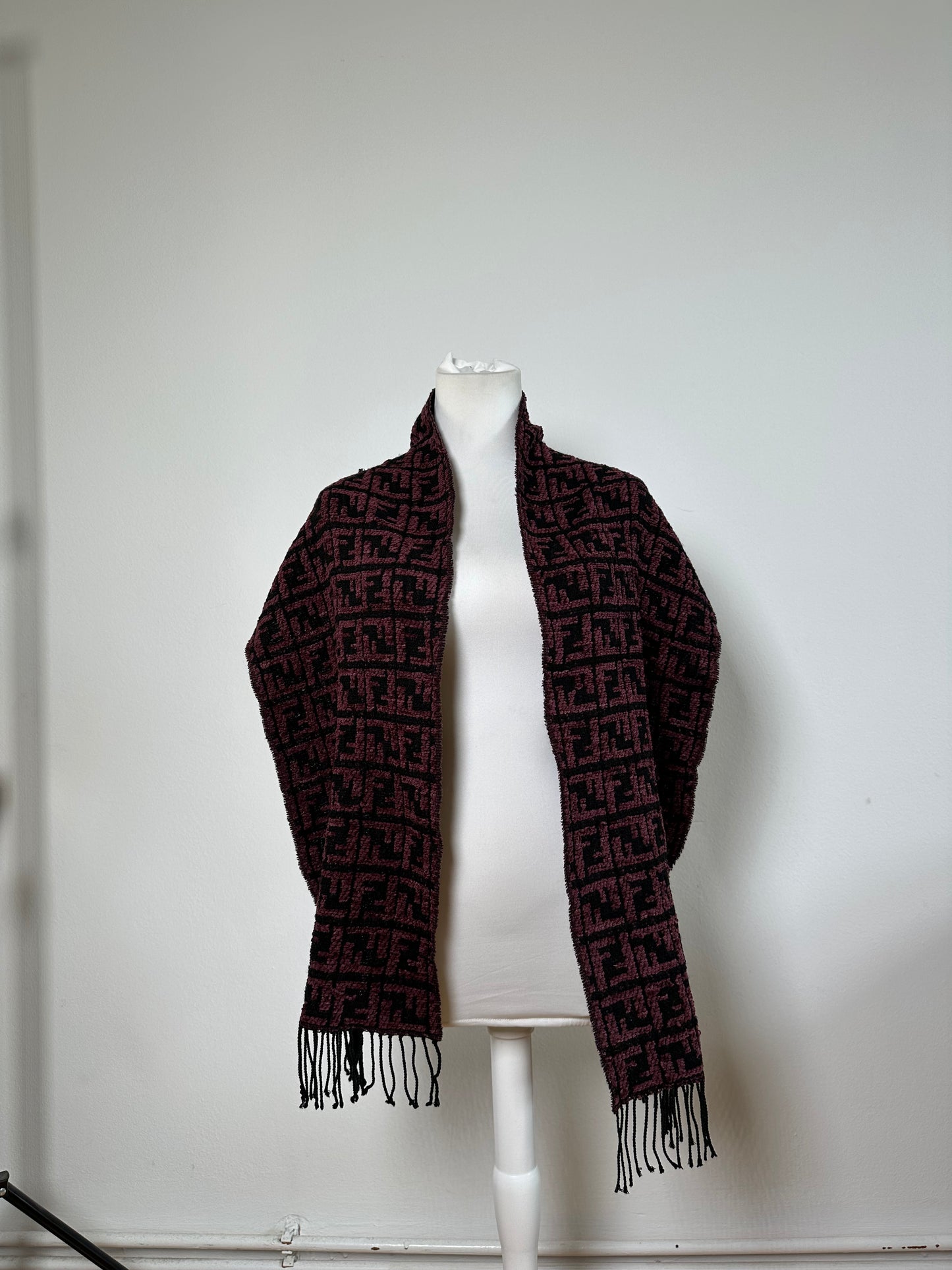 Vintage Fendi FF Monogram Shawl Black Pink