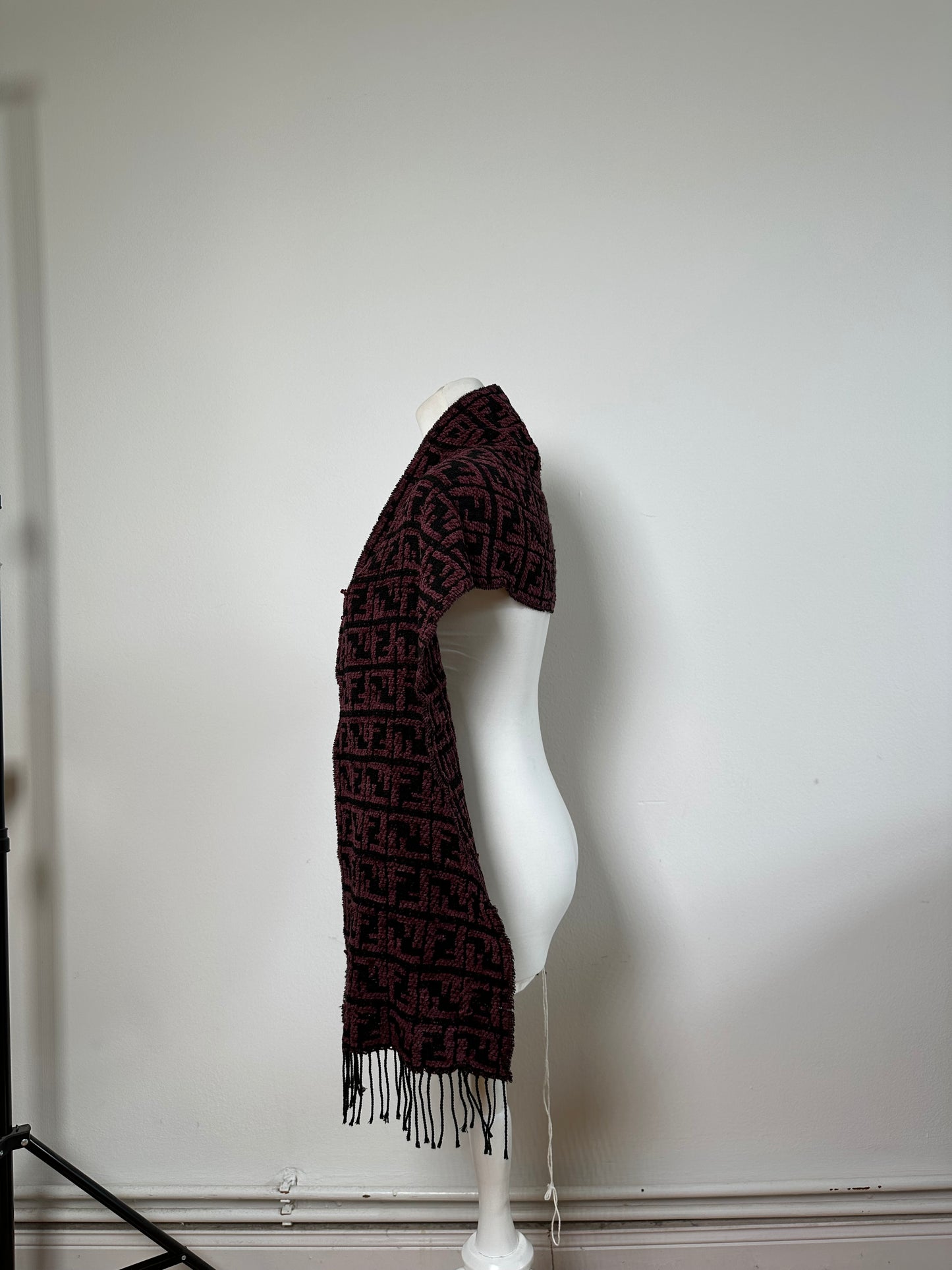 Vintage Fendi FF Monogram Shawl Black Pink