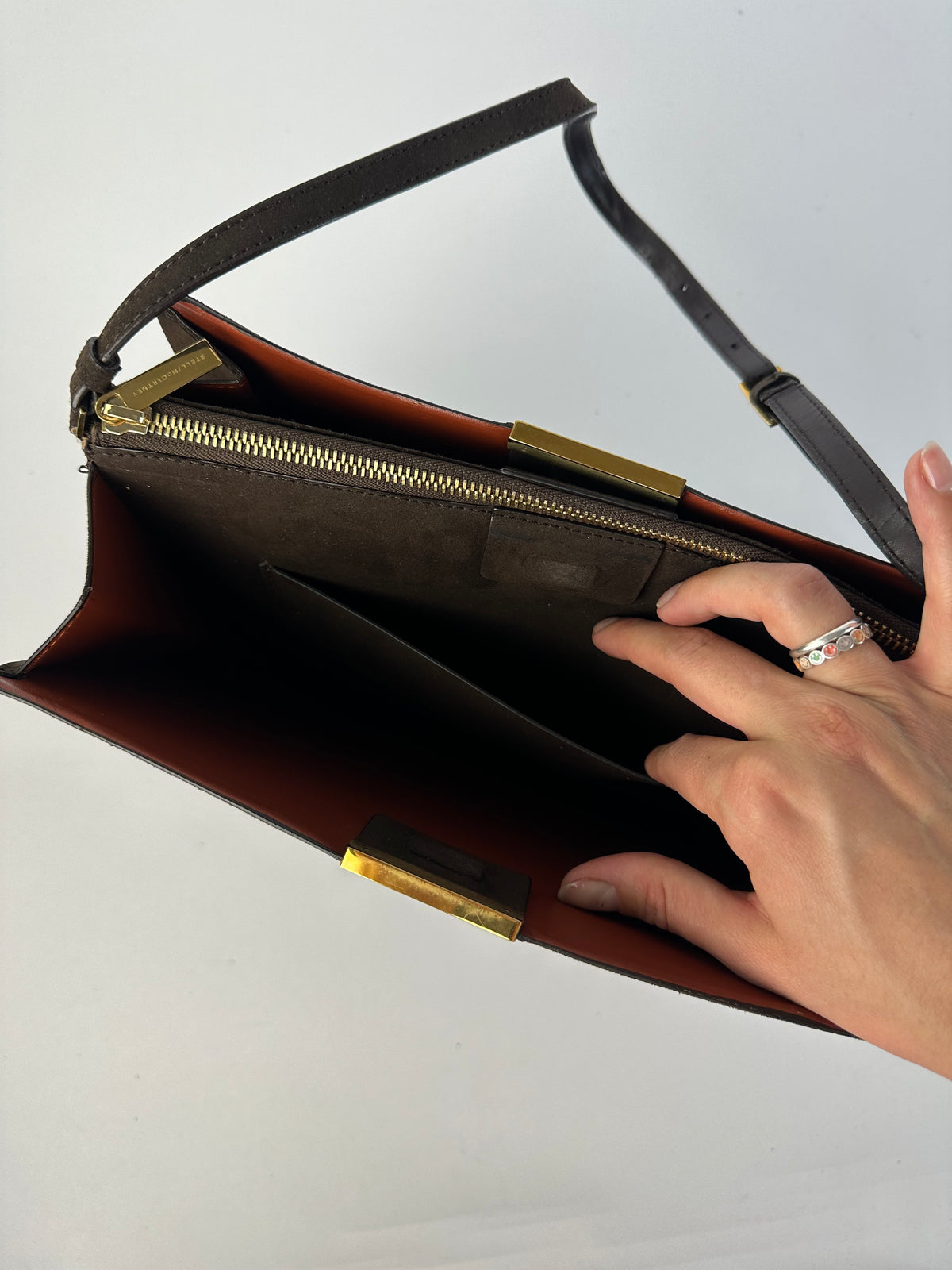 Vintage Stella McCartney Flap Crossbody Bag Dark Brown Gold